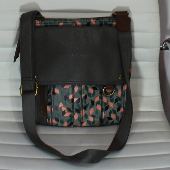 Fossil Morgan North South Leather Geometric Large Travel Messenger shoulder Bag - Picture 3 of 7
